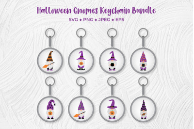 Halloween gnomes keychain bundle SVG. Halloween key chain