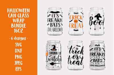 Halloween Quotes Can Glass Wrap SVG. Glass Can Wrap Bundle