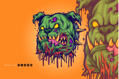 Scary bulldog zombie head svg