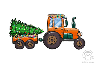 Christmas Tree On The Tractor PNG