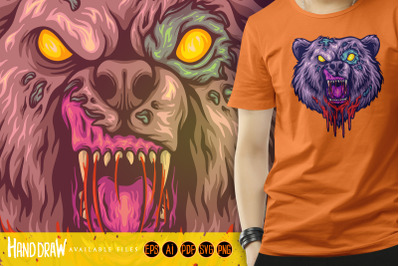 Scary bear head monster svg