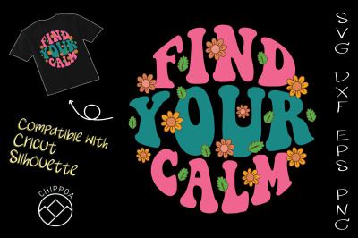 Find Your Calm Hippie Keychain