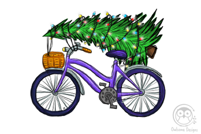 Christmas Tree On Bicycle PNG