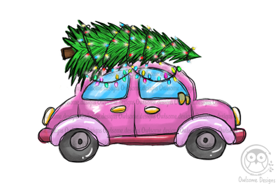 Christmas On Vintage Car PNG