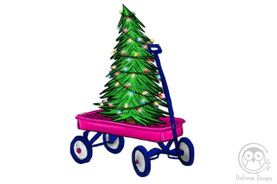 Christmas Tree On Wagon PNG