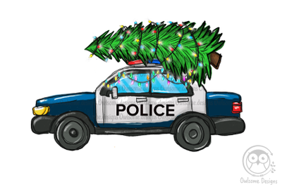 Christmas Tree On Police Car PNG