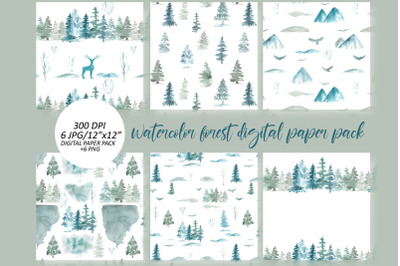 Winter Digital Paper | Christmas Tree Pattern PNG