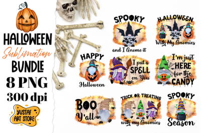 Halloween Gnome sublimation Bundle 8 PNG design