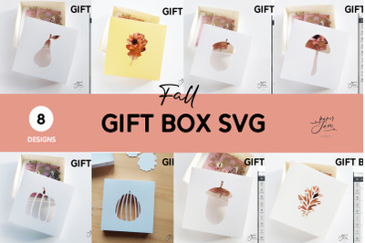 Gift box svg template Fall treat box svg papercut template