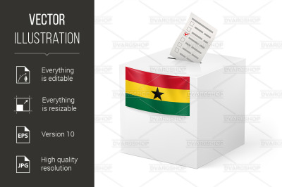 Ballot box with voting paper. Ghana