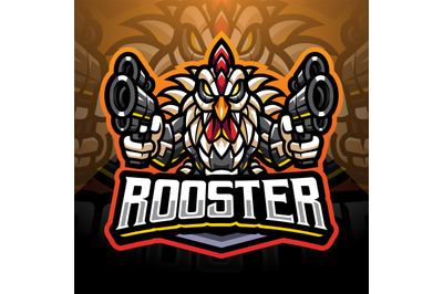 Rooster gunners cyborg mascot logo design