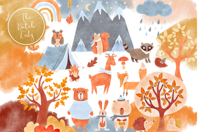 Cold Autumn Cute Wilderness Clipart Set