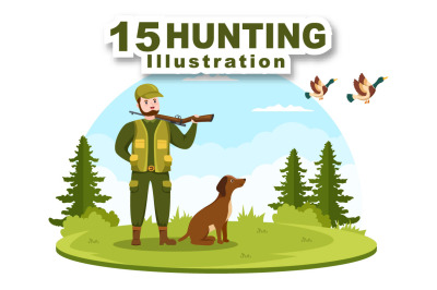 15 Wild Animals Hunting Illustration