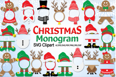 Christmas Character Monogram SVG Clipart