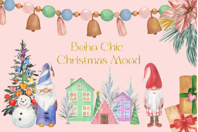 Boho Chic Pastel Christmas Mood Watercolor