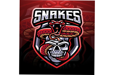 Snake with skull esport mascot logo design