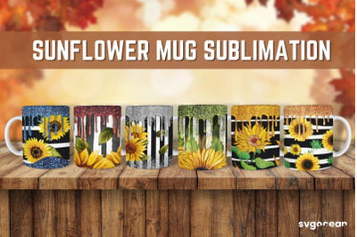 Sunflower Mug Sublimation | PNG Bundle | Mug Wrap