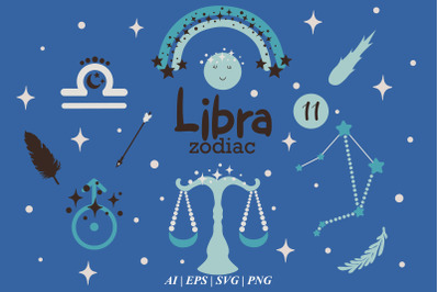 LIBRA Baby SVG, Zodiac sign clipart, Libra Constellation