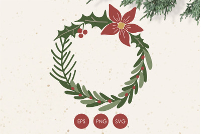 Winter tree crown SVG, Tree wreath Svg, Christmas wreath Svg