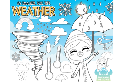 Weather Digital Stamps - Lime and Kiwi Designs