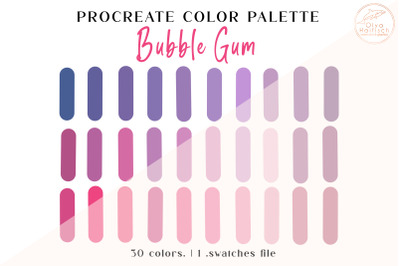 Pink Procreate Color Palette. Cute Color Swatches
