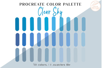 Blue Procreate Color Palette. Sky and Water Color Swatches