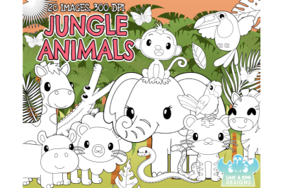 Jungle Animals Digital Stamps - Lime and Kiwi Designs
