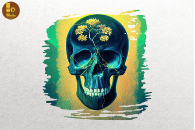 Skull Combine Flower Art