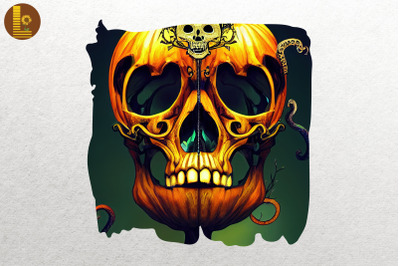 Halloween Pumpkin Skull 3