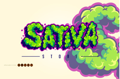 Sativa lettering text smoke weed svg