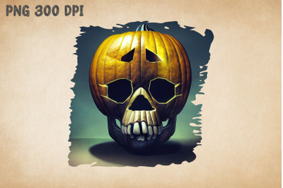 Halloween Pumpkin Skull Design