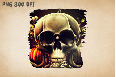 Skull and Pumpkin Art