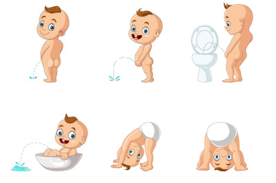 Set of Six Baby Boy with Different Poses