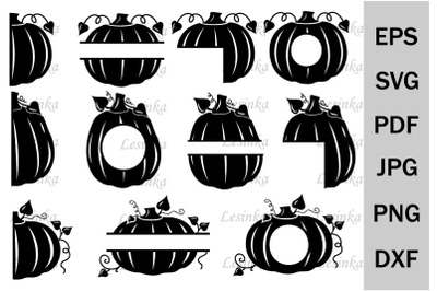 Autumn pumpkin template&2C; SVG monogram&2C; cutting file