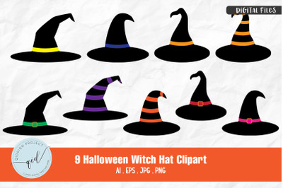 Halloween Witch Hat Clipart | 10 Variations