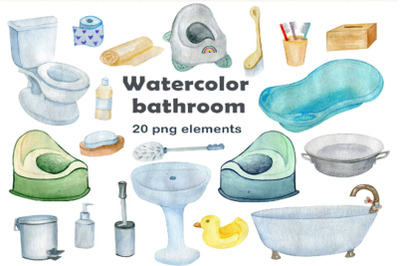 Watercolor Bathroom Clipart png