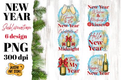 New Year sublimation Bundle. 6 design New Year 2023