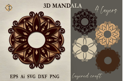 3D Mandala1. Layered Mandala SVG File, Layered Craft.