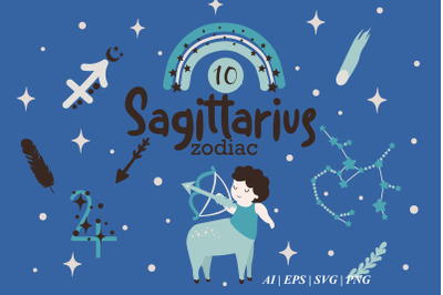 SAGITTARIUS Baby SVG, Zodiac sign clipart, Sagittarius Constellation
