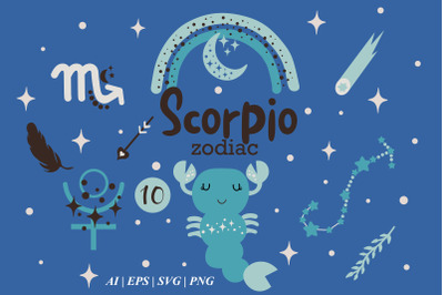 SCORPIO Baby SVG, Zodiac sign clipart, Scorpio Constellation