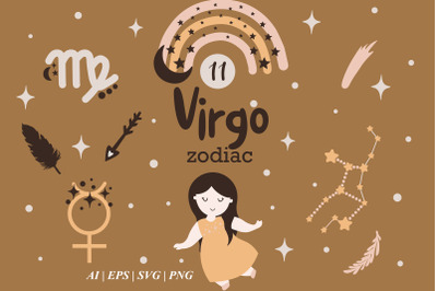 VIRGO Baby SVG, Zodiac sign clipart, Virgo Constellation
