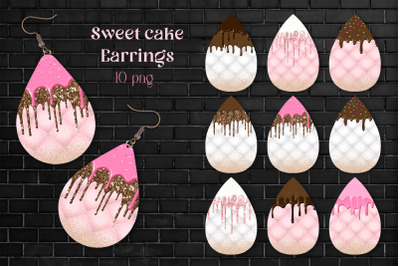 Tufted Cake Earring sublimation PNG Bundle Teardrop design