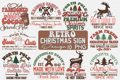 Retro Christmas Sign SVG Design Bundle