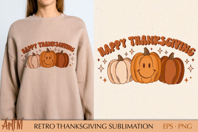 Happy Thanksgiving Sublimation Print | Retro Fall PNG