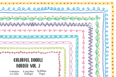 9 Colorful Doodle Border Vol. 2, decorative elements