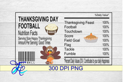 Thanksgiving Day Football Nutrition Label