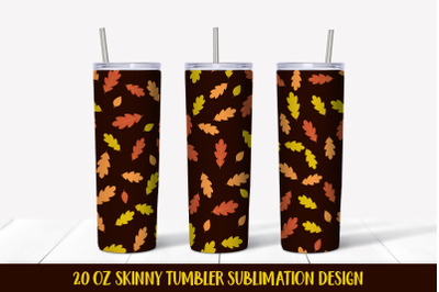 Fall Tumbler Wrap Sublimation. Oak Leaves Skinny Tumbler