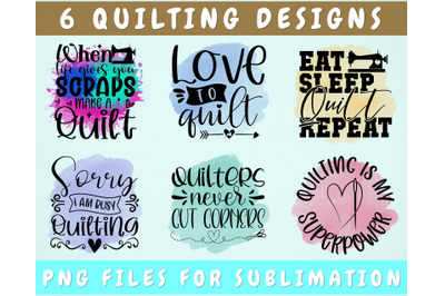 Quilting Sublimation Designs Bundle, 6 Designs, Quilting PNG Files