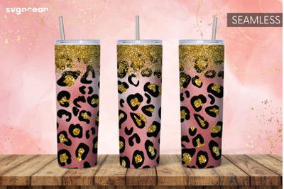 Leopard Glitter Tumbler | Skinny 20 oz | Tapered | Straight