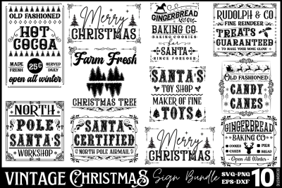 Vintage Christmas Sign SVG Bundle